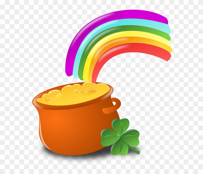 Luck, Rainbow, Gold, Pot, Four-leaf Clover, Shamrock - Transparent St Patricks Day Clipart - Png Download