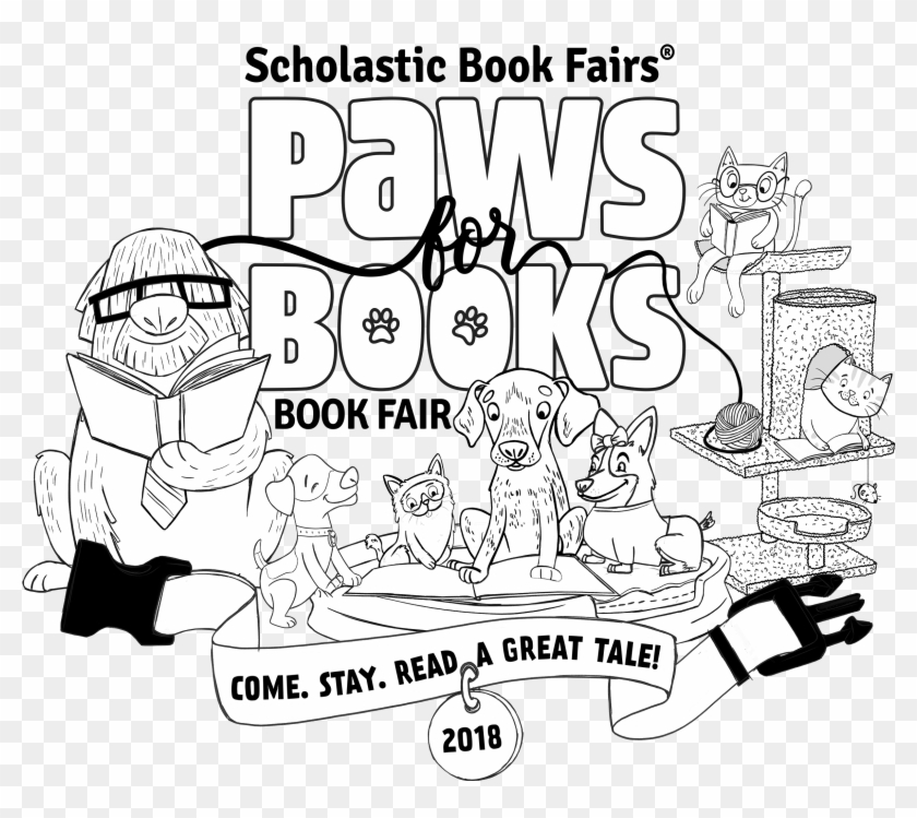 Paws For Books Book Fair Clip Art - Coloring Book - Png Download