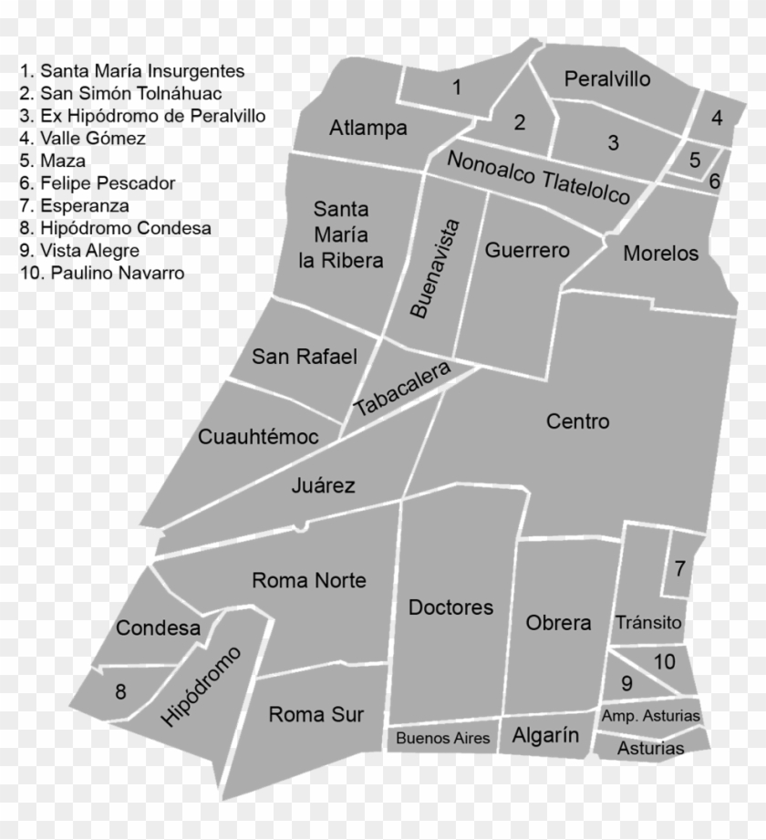 Neighborhood Map Delegación Cuauhtémoc - Cdmx Neighborhoods Clipart