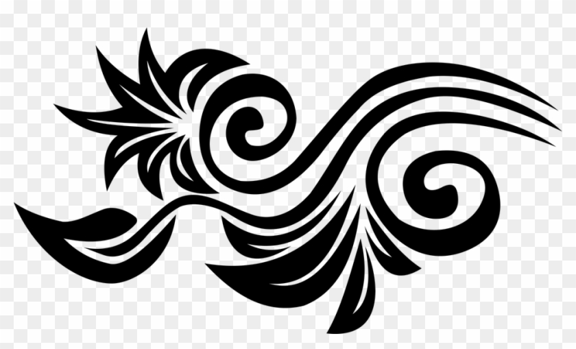Floral Flower Flourish - Black And White Motif Clipart