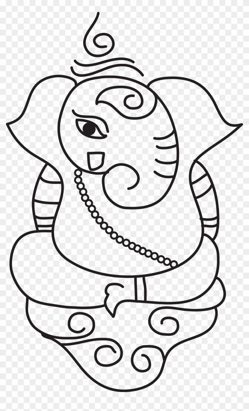 Out Line Ganesh - Line Art Clipart