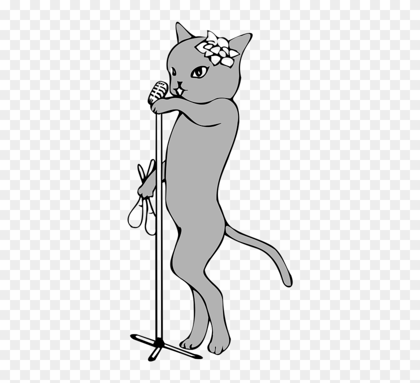 Vocal, Music, Jazz, Cat, Microphone - Jazz Cat Singing Clipart #1627905