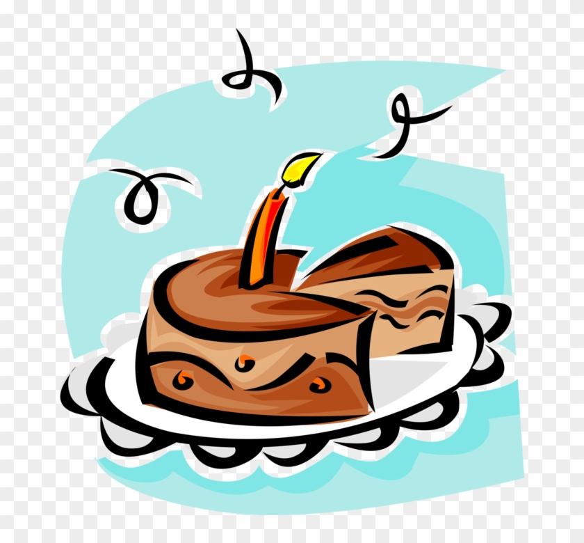 Vector Illustration Of First Birthday Cake With Lit Clipart #1628529