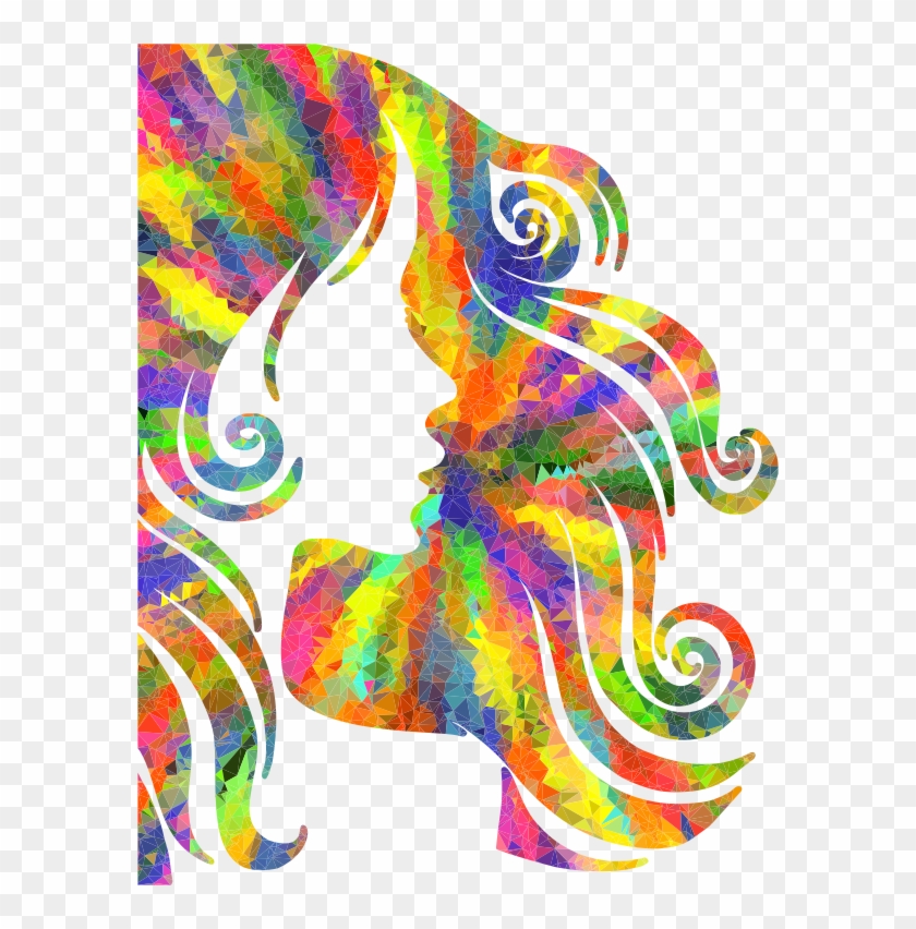 Medium Image - Silhouette With Rainbow Hair Clipart