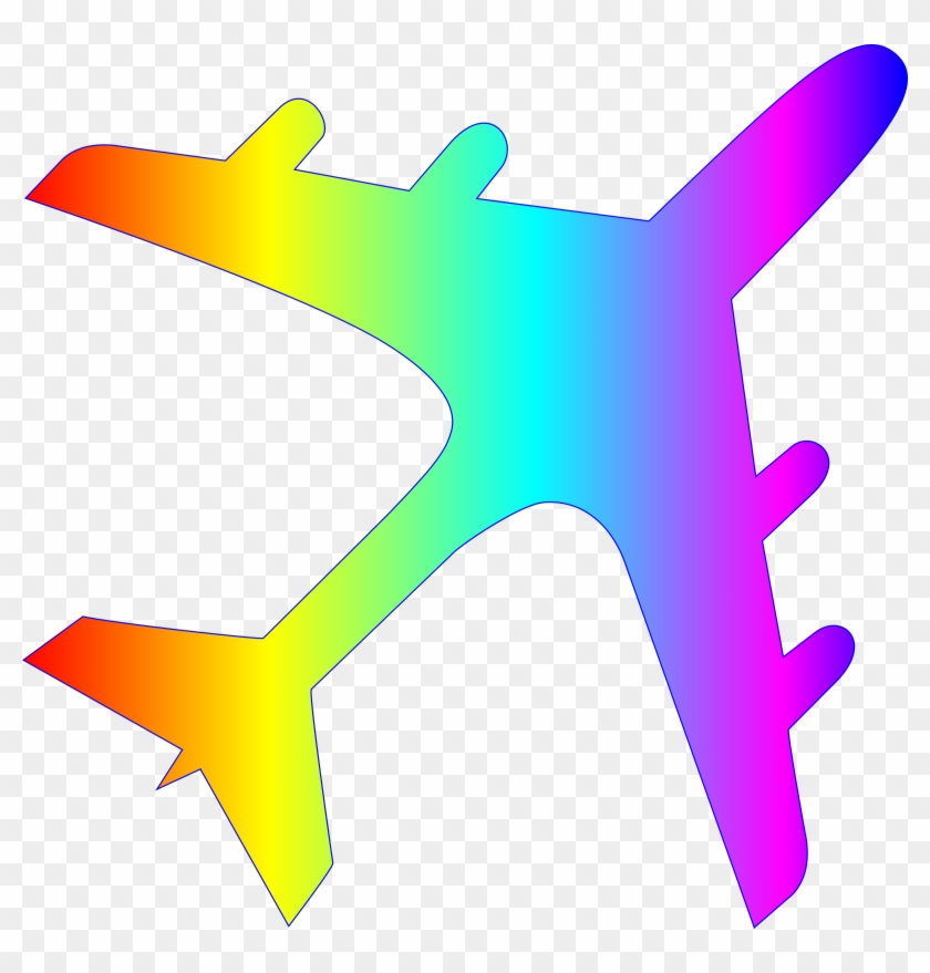 Big Image - Rainbow Color Aeroplane Clipart #1630856