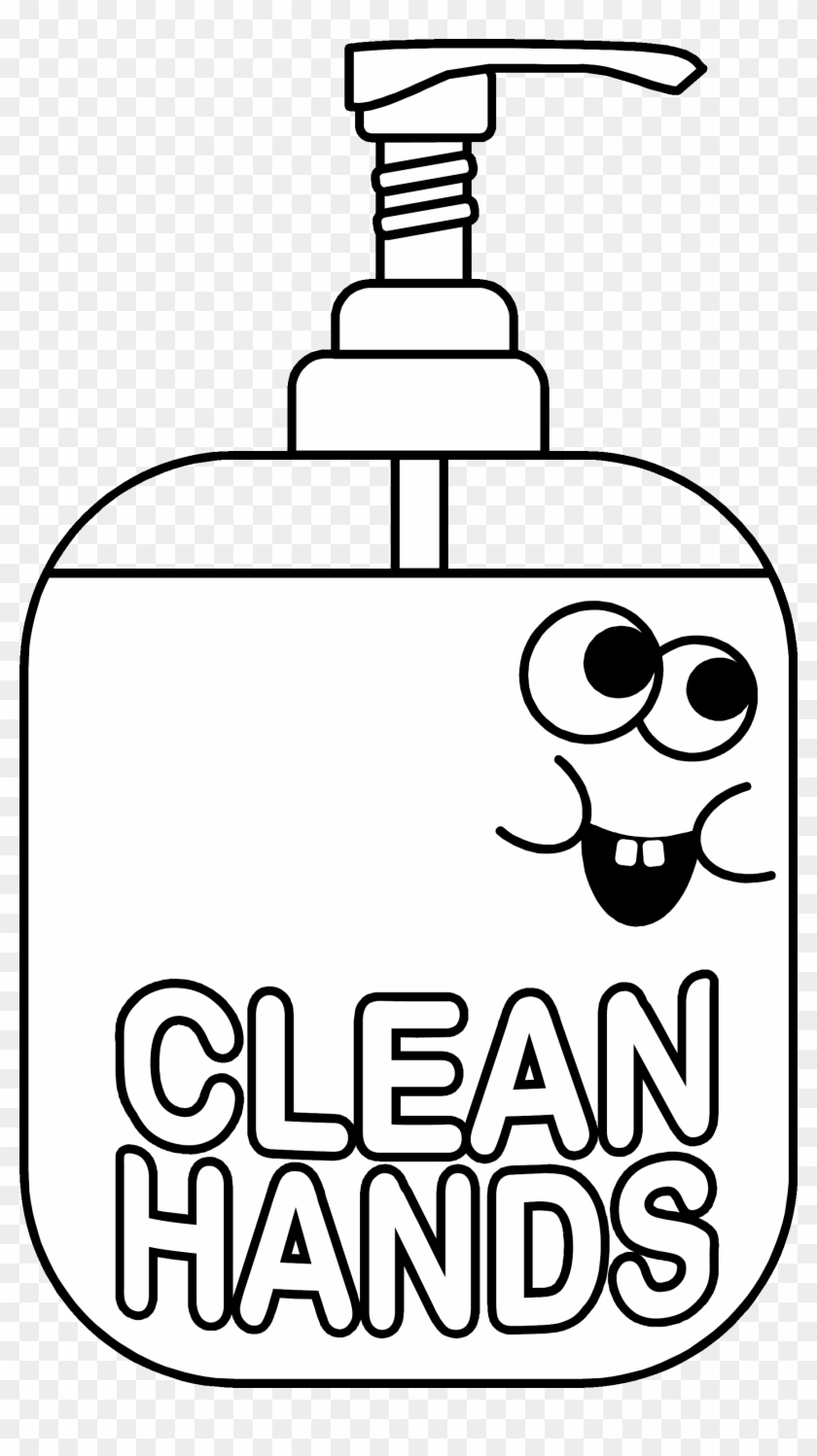 Washing Hands Clipart Black And White - Hand Sanitizer For Coloring - Png Download