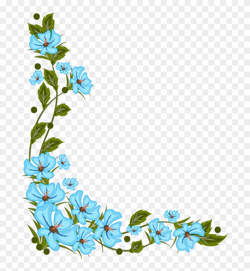 Flowers, Painting Illoustrator, Png File - Blue Flowers Border Png Clipart