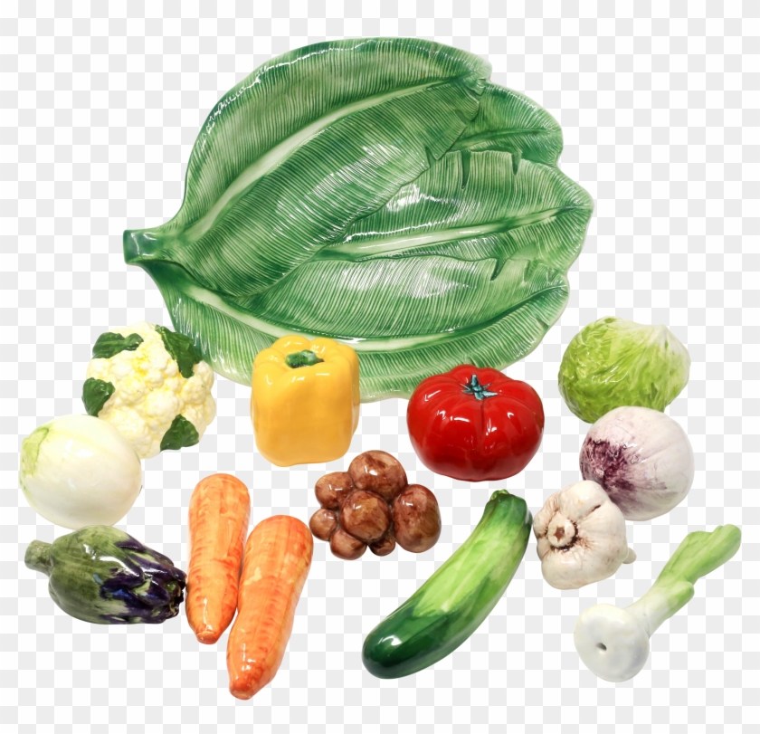 Large Vintage Italian Ceramic Banana Leaf Bowl With - Ceramic Vegetable Clipart