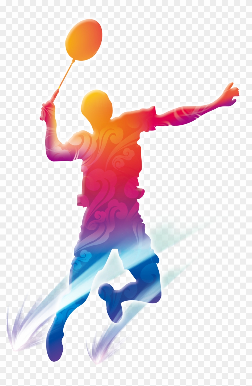 Of Silhouettes Badminton Playing Clipart