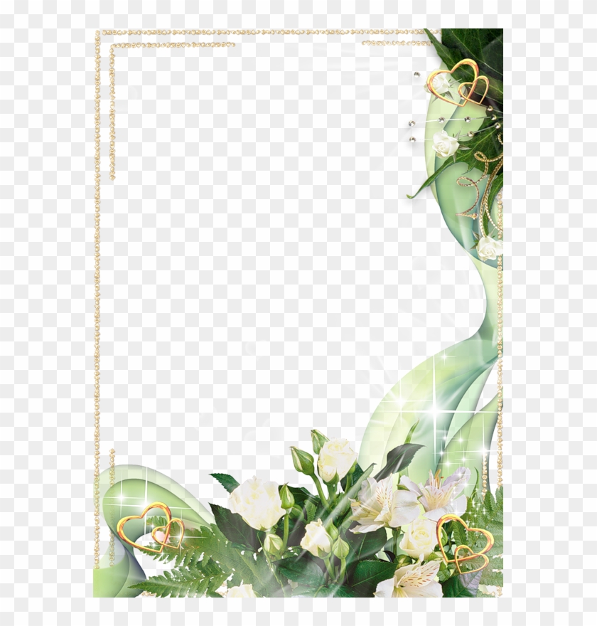 Beautiful Transparent Photo Frame With White Flowers - White Flower Frame Png Clipart