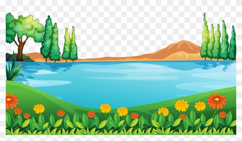 Farmhouse Clipart Scenery - Frogs In Pond Cartoon - Png Download #1633713