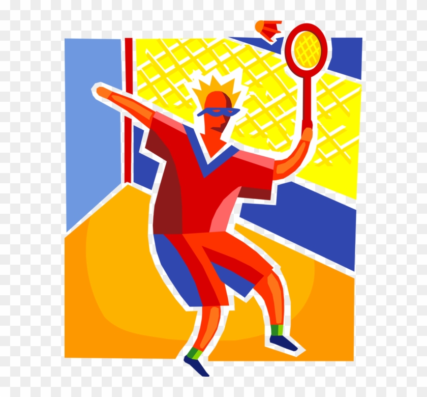 Vector Illustration Of Sport Of Badminton Player Swings Clipart
