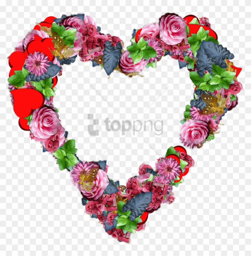 Free Png Download Heart Made Of Colourful Flowers Png - Heart Flowers Png Clipart