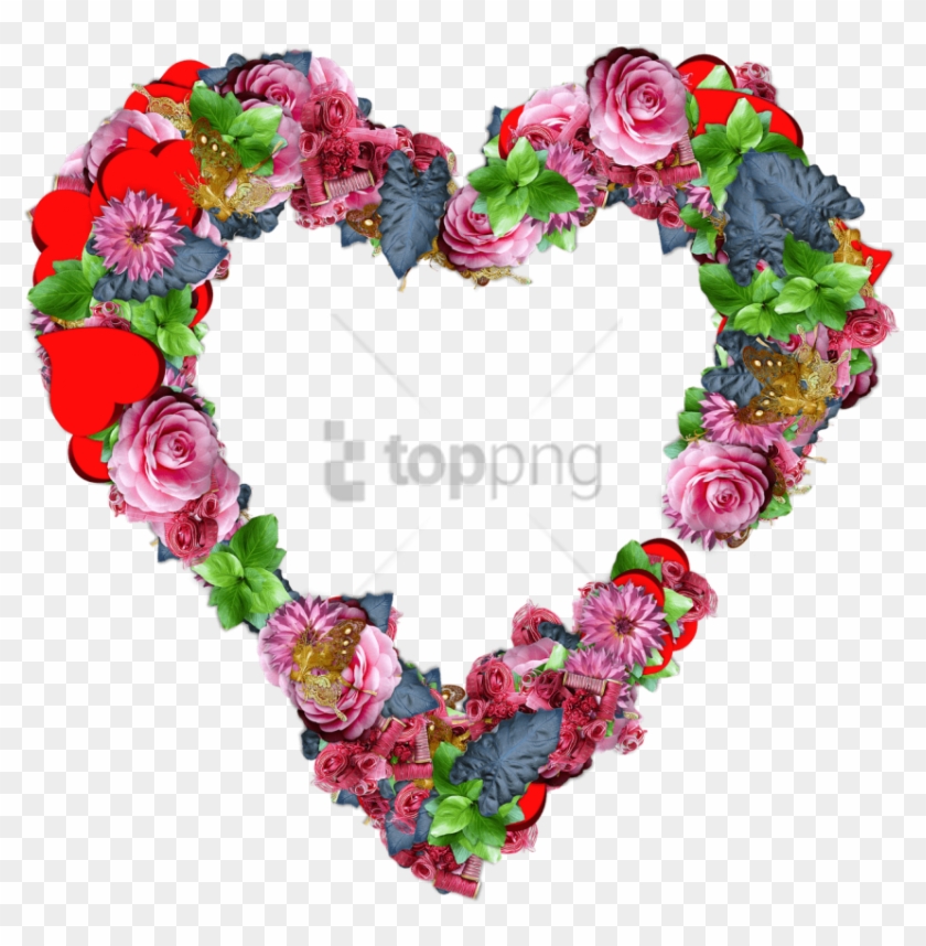 Free Png Download Heart Made Of Colourful Flowers Png - Heart Flowers Png Clipart #1634094