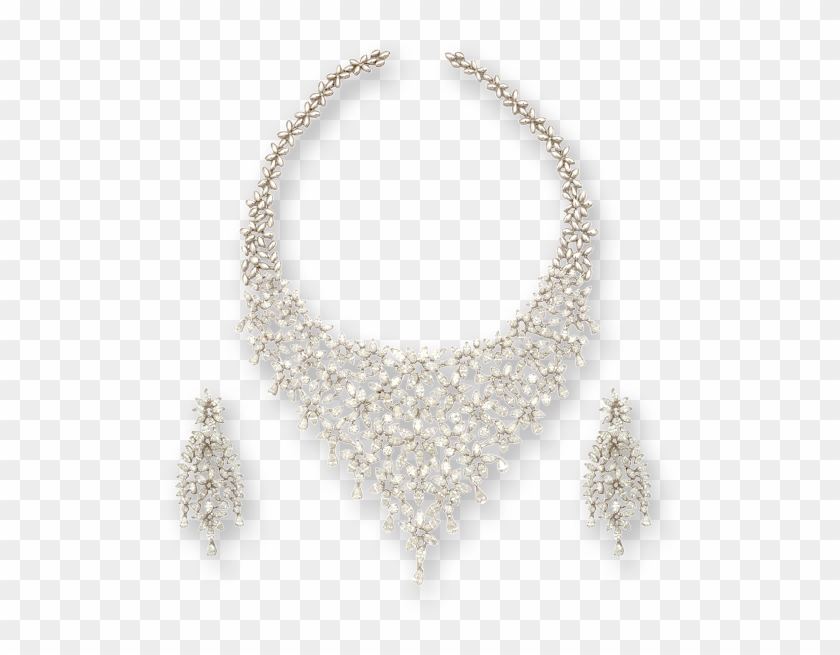 Necklace Set With Faceted Round Diamonds - Necklace Clipart