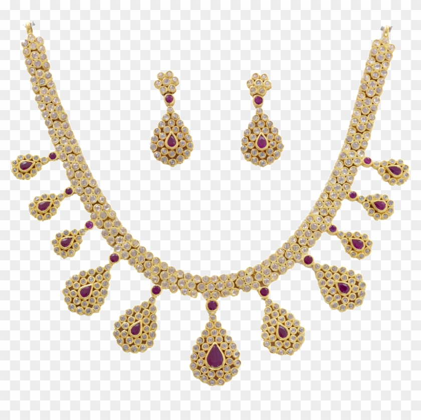 Contemporary Diamond And Stones Encrusted Gold Necklace - Кок Ту Clipart #1635963