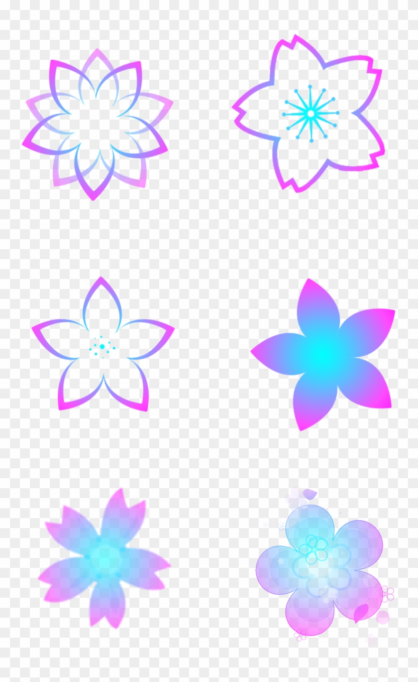 Fantasy Gradient Floral Decorative Elements Dreamy Clipart