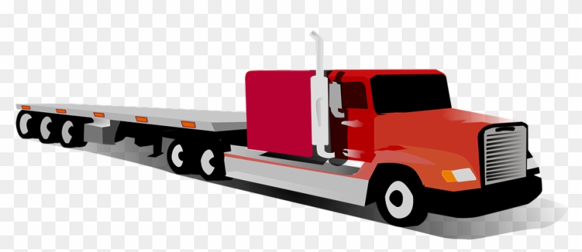 Big Truck Eighteen Wheeler Tractor And Trailer - Flatbed Truck Clip Art - Png Download #1636695