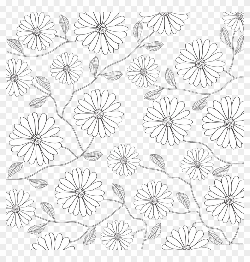 Black And White Flowers Background - Black Floral Background Png Clipart #1636883