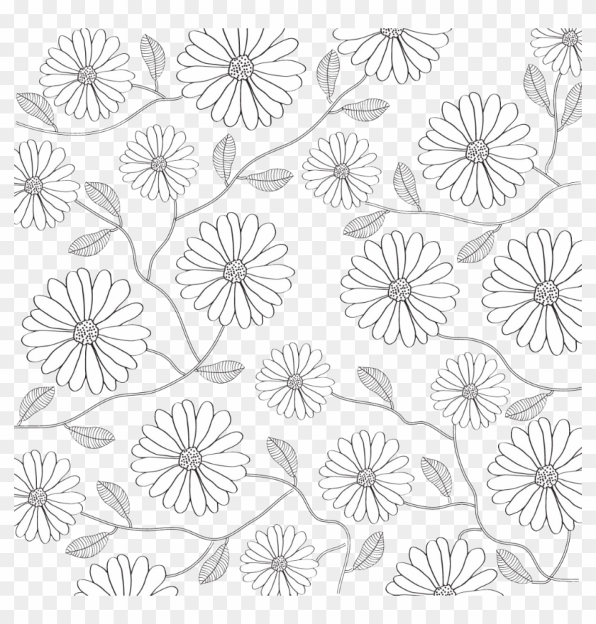 Black And White Flowers Background - Black Floral Background Png Clipart