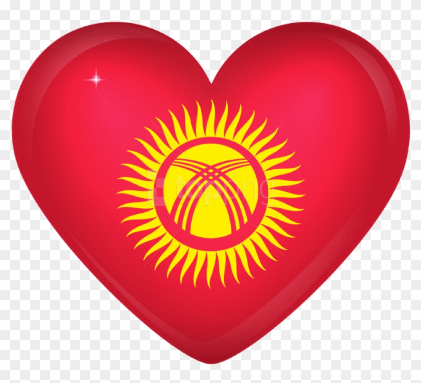 Free Png Kirgizstan Large Heart Flag Png Images Transparent - Kyrgyzstan Flag Circle Clipart #1643377