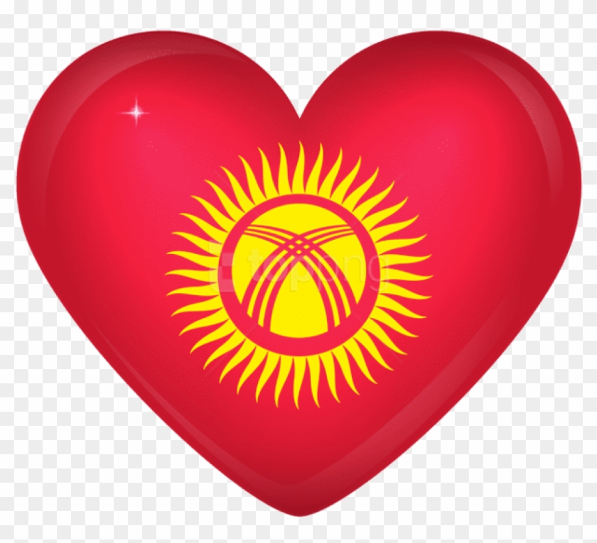 Free Png Kirgizstan Large Heart Flag Png Images Transparent - Kyrgyzstan Flag Circle Clipart