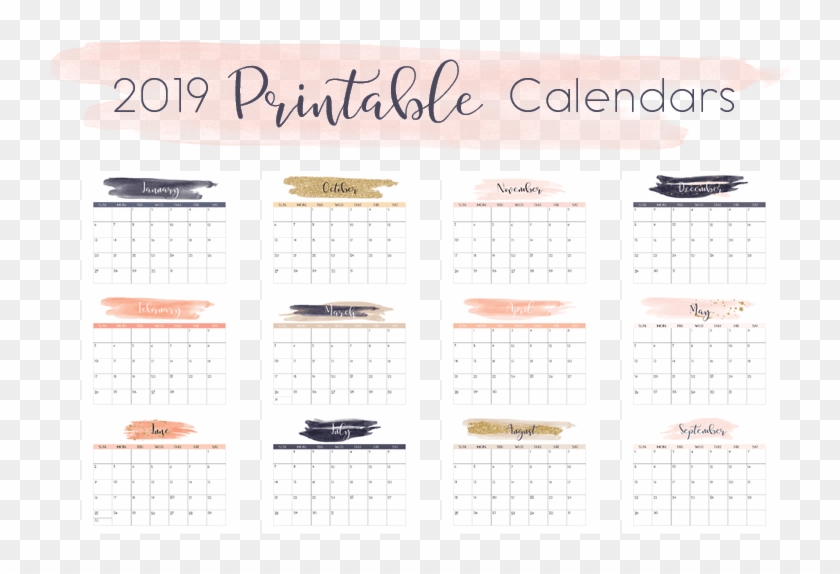 Free 2019 Printable Calendars - Paper Clipart