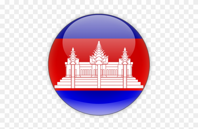 Crystal Glossy Round Graphics Flag Of Cambodia - Cambodia Flag Round Png Clipart #1643431