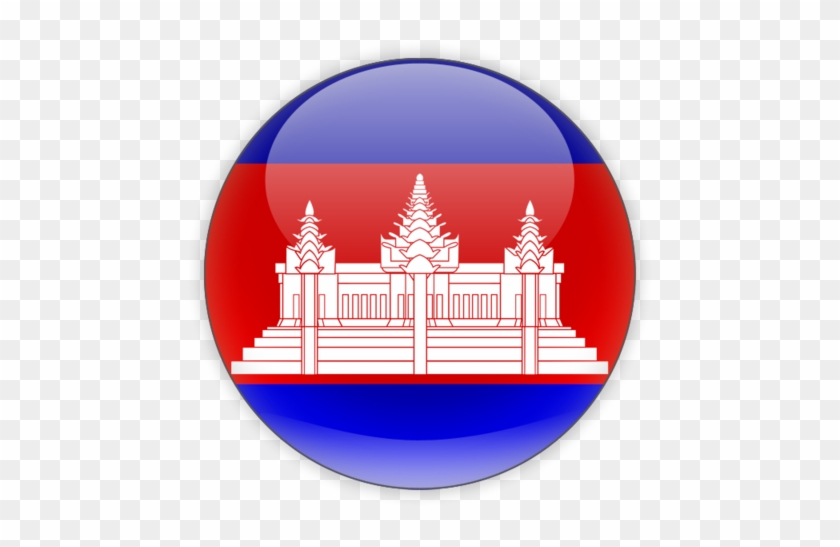 Crystal Glossy Round Graphics Flag Of Cambodia - Cambodia Flag Round Png Clipart
