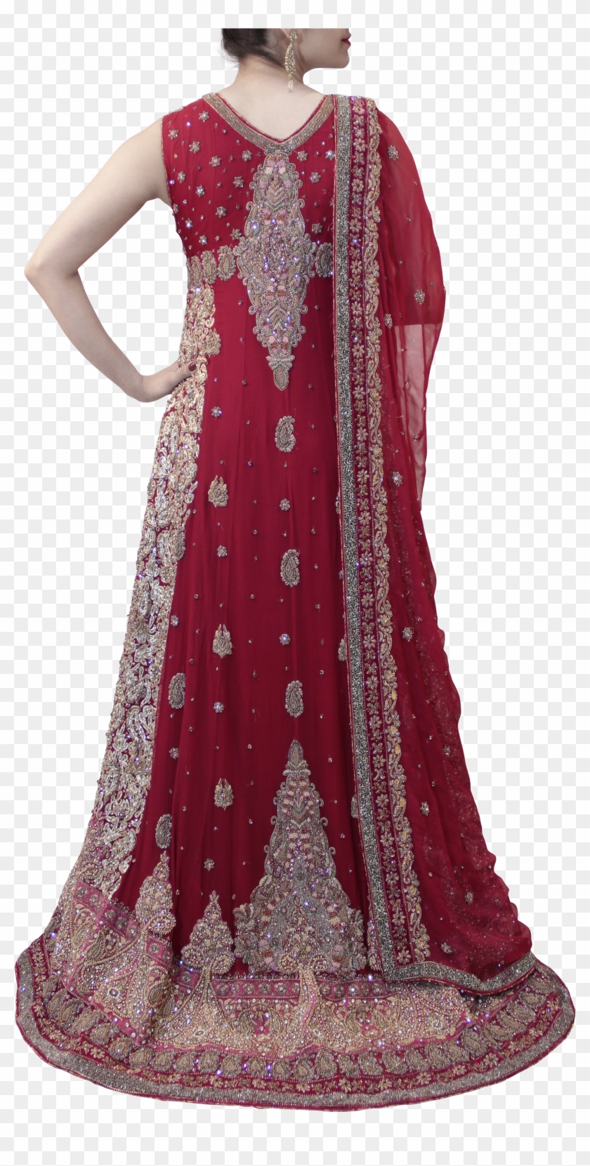 Maroon And Pink Pakistani Bridal Lehenga Clipart #1643721