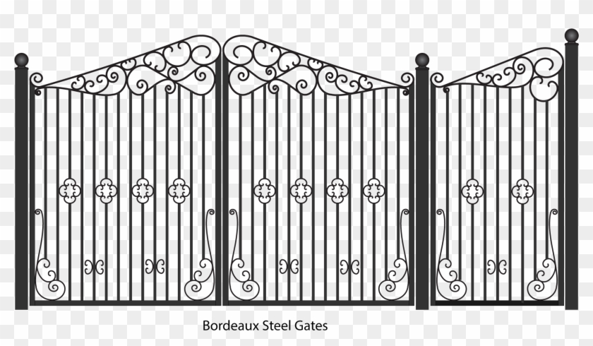 Bordeau Steel Driveway And Pedestrian Entreance Gates - Gate Design Steel Png Clipart #1644148