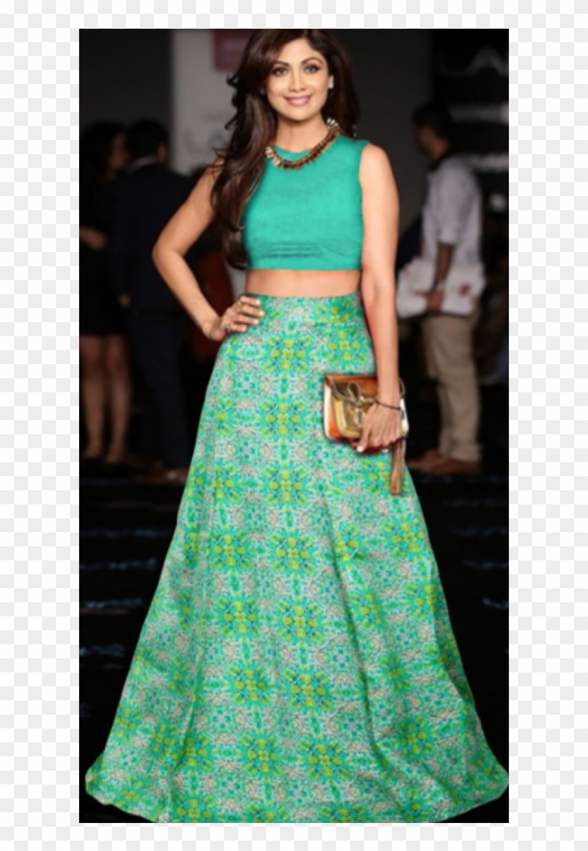 Orange Crop Top Lehenga Clipart