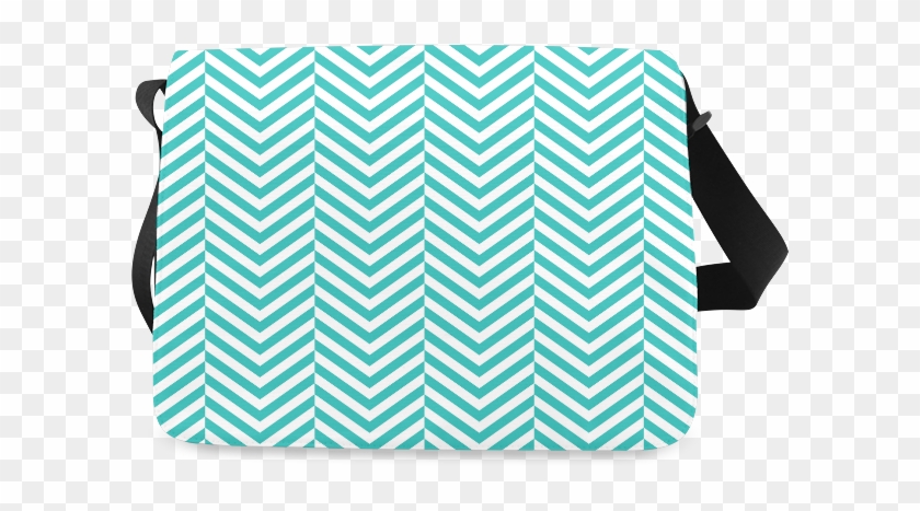 Turquoise And White Classic Chevron Pattern Messenger - Shoulder Bag Clipart