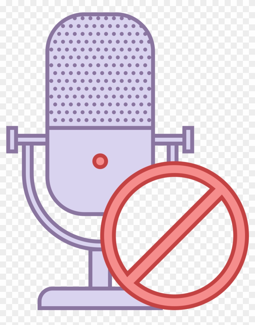 Microphone Icon Free Download - Microphone With A Line Through Clipart #1645988