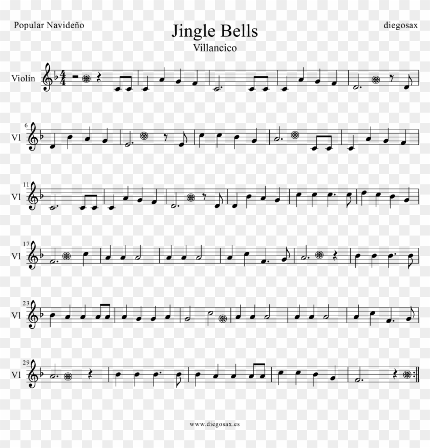 Jingle Bells Violin Notes - Jingle Bells Partitura Violin Clipart