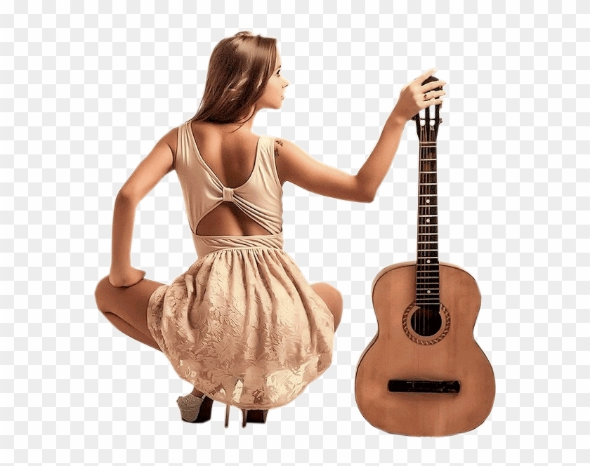 Woman With Guitar - Acoustic Guitar Clipart