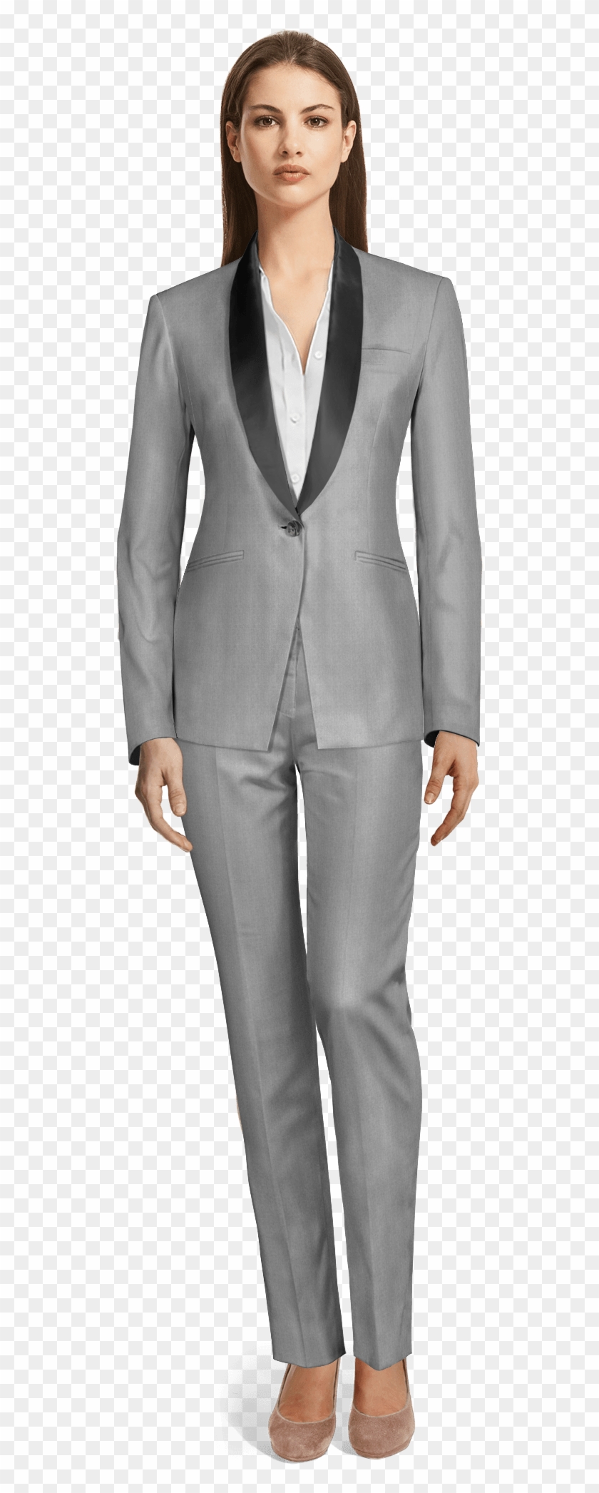 Grey Polyester Tuxedo - Tailleur Pantalone Donna Nero Clipart