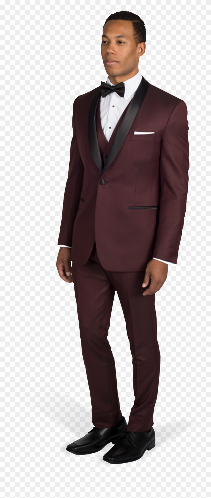 Burgundy Shawl Lapel Tuxedo - Mens Burgundy Tuxedo Rental Clipart #1650070