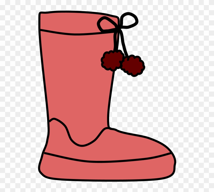 Boots, Pom-poms, Snow, Rain, Pink, Red - Snow Boot Clipart #1650078