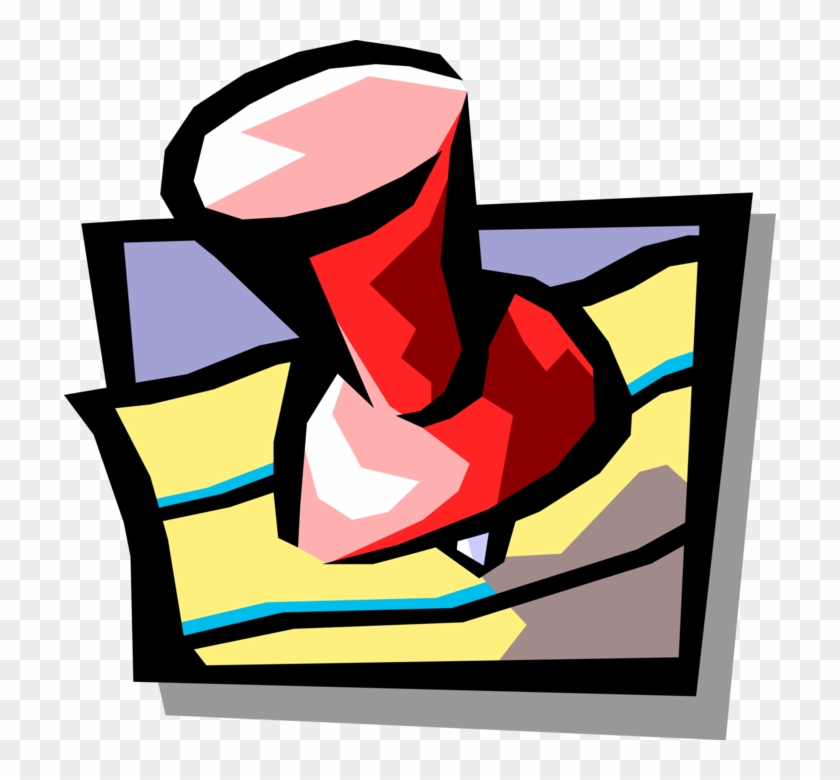 Vector Illustration Of Push Pin Or Thumb Tack Fastens - Tachinha Clipart #1653456