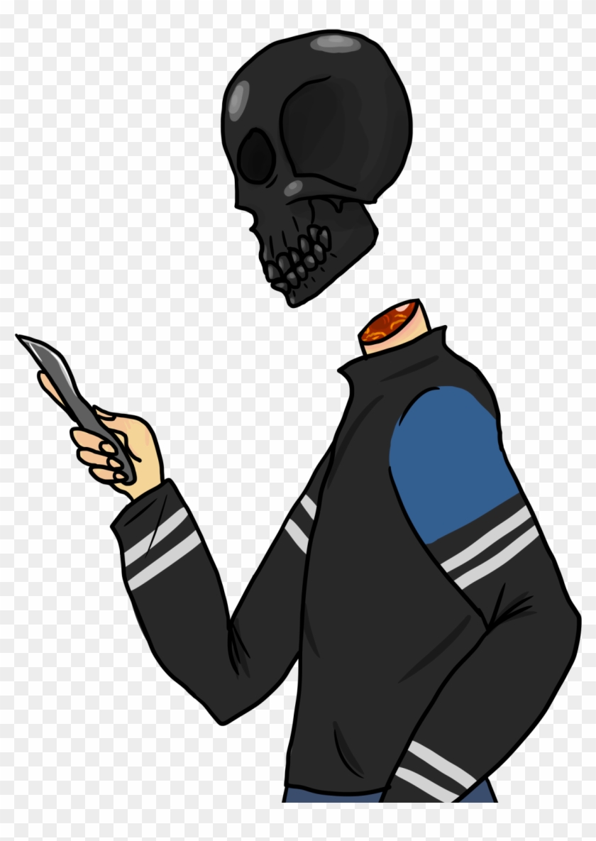 Object Head Ryan With A Shiny Black Skull 💀 - Illustration Clipart