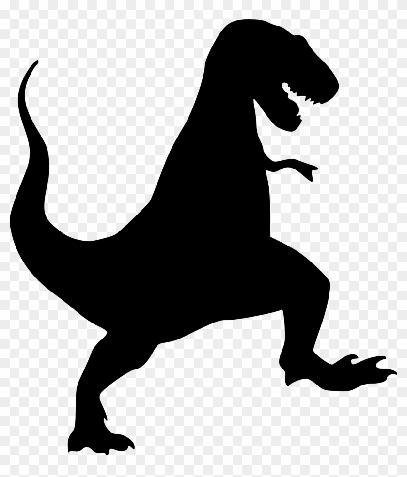 Dinosaur Outline, Dinosaur Stencil, Dinosaur Silhouette, - T Rex Black Clipart #1653966