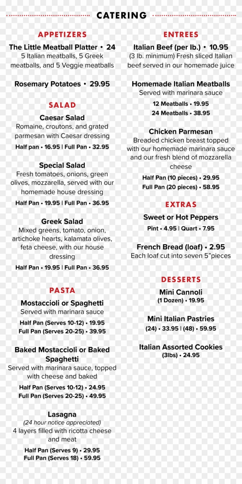 Catering Menu Clipart