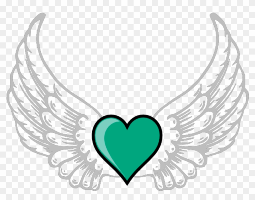Mq Green Heart Hearts Wings Wing - Angel Wings Clipart