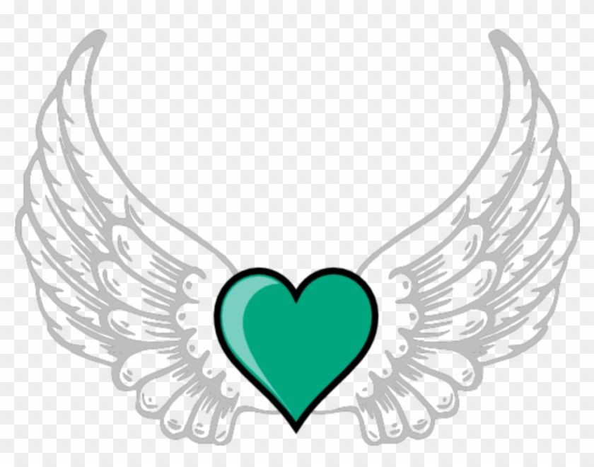 Mq Green Heart Hearts Wings Wing - Angel Wings Clipart #1655198