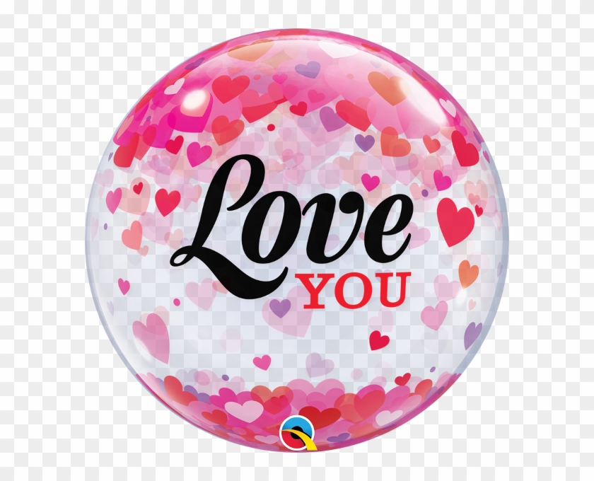 22" Love You Confetti Hearts Bubble Balloon - 54604 Qualatex Clipart #1655301