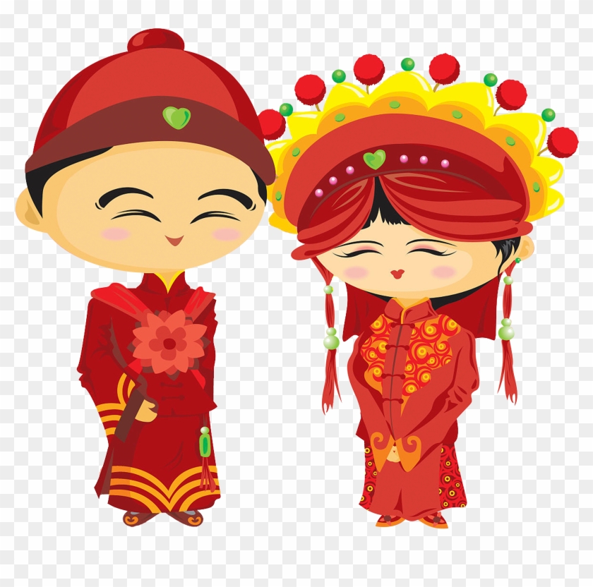 Wedding Bridegroom Chinese Marriage Illustration Smiling - Chinese Wedding Clipart