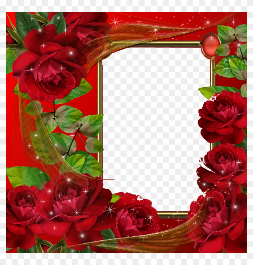 Red Flower Frame Png Pic - Red Roses Photo Frames Clipart #1656958
