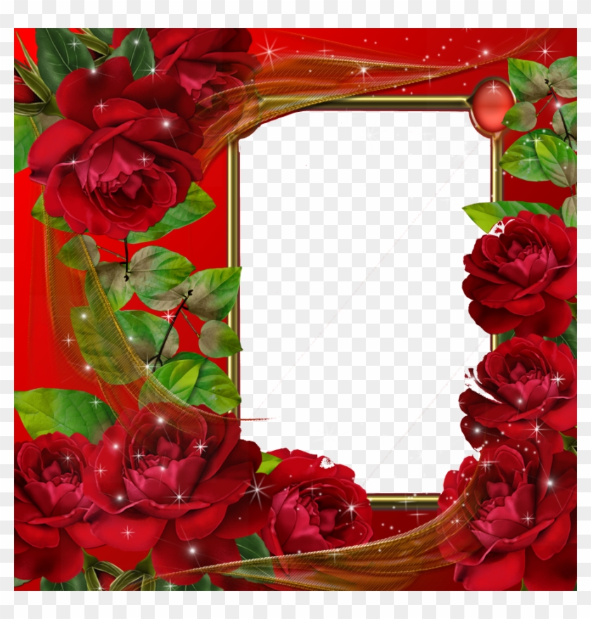 Red Flower Frame Png Pic - Red Roses Photo Frames Clipart