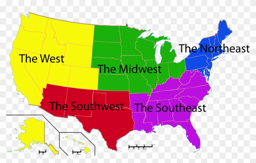 Map Of The United States - Region Of The United States Clipart #1657413